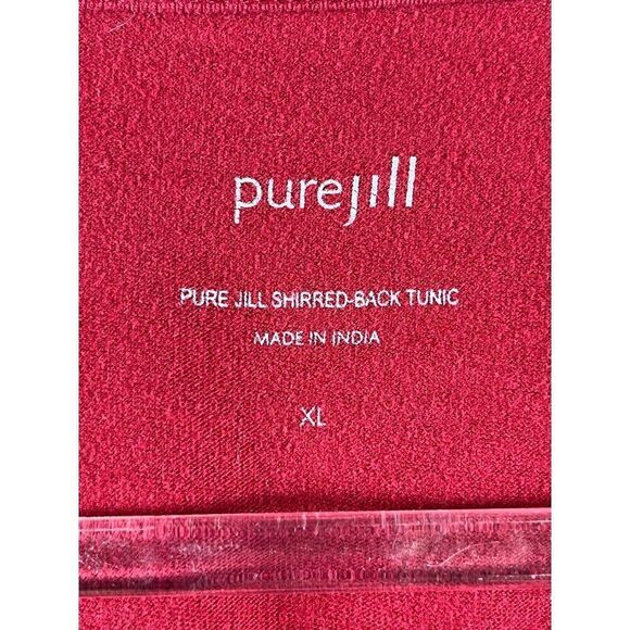 J. Jill Pure Jill Shirred Back V-Neck Long Sleeved Tunic XL Red Modal Blend FLAW - Picture 4 of 7